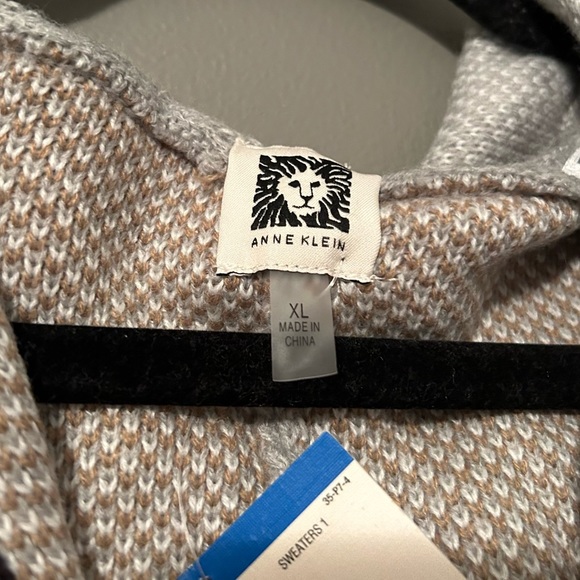 NWT Anne Klein XL Heather Grey Poncho Jacket Zip-Up Heavyweight Sweater Hoodie - Picture 10 of 15